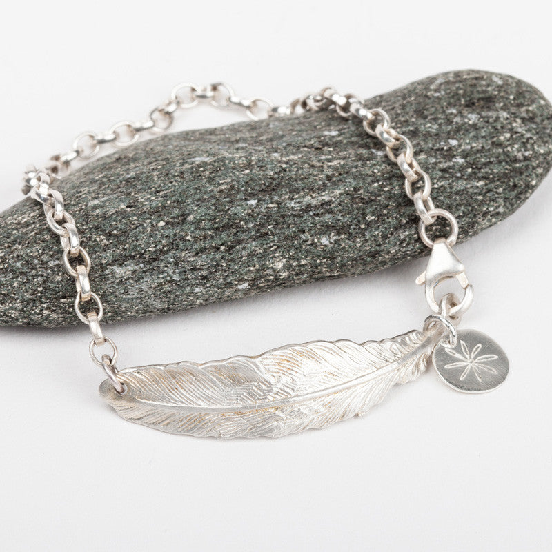 South Hams Silver Feather Chunky Chain Bracelet