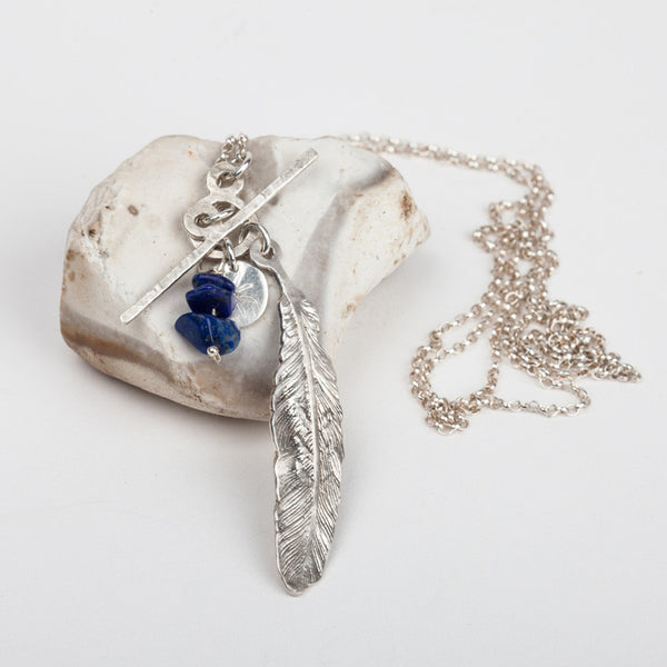 Feather & Lapis Long Necklace