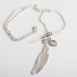 South Hams Silver Feather T-Bar Cluster Pendant Necklace