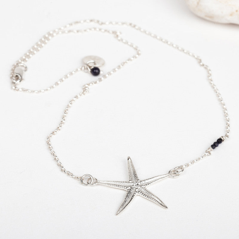 Classic Torcross Starfish Pendant Necklace (Beaded Chain)