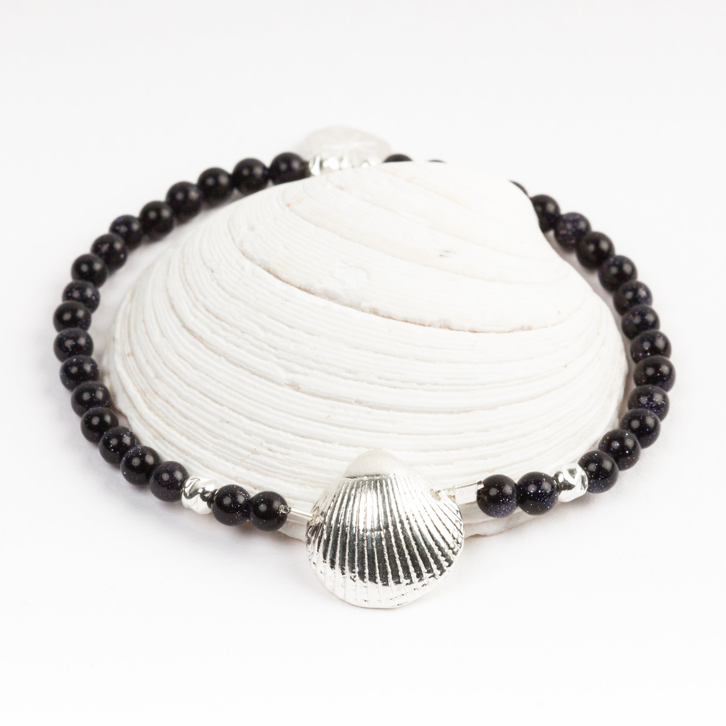Bantham Scallop Shell Beaded Bracelet (Semi-Precious Stones)