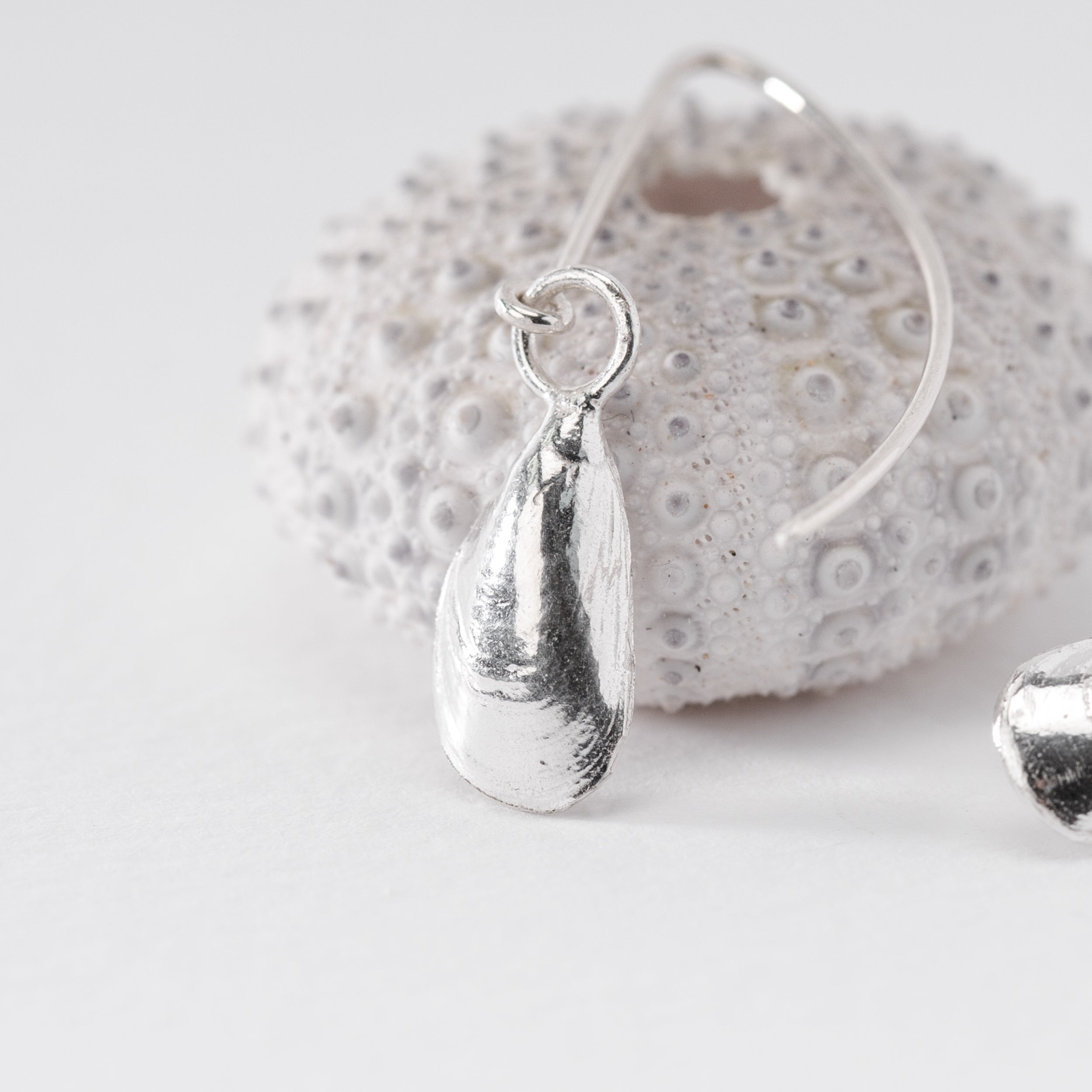 Mattiscombe Mussel Shell Drop Earrings (Silver Wire)