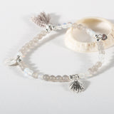 Rockpool Inspired Silver Shell Charm Stacking Bracelet (Beaded)